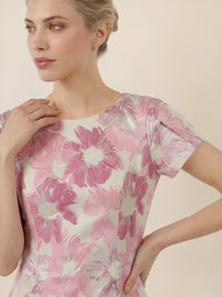 APART Bouclékleid mit floraler Struktur | creme-rose
