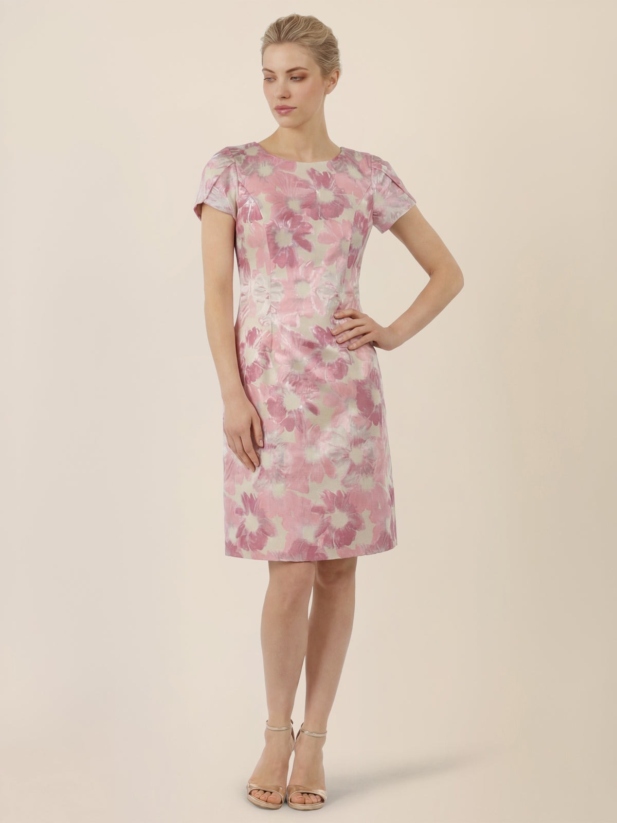 APART Bouclékleid mit floraler Struktur | creme-rose