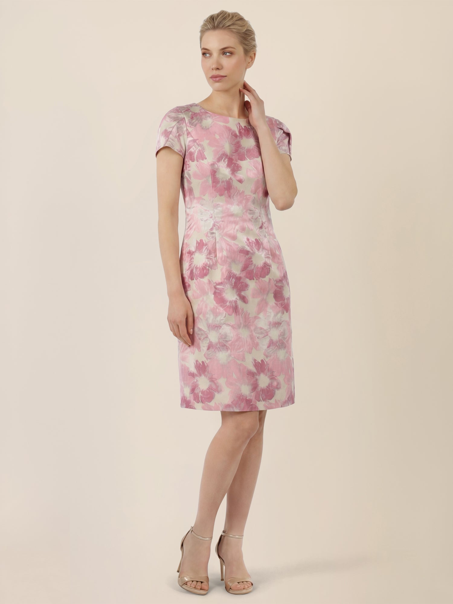 APART Bouclékleid mit floraler Struktur | creme-rose