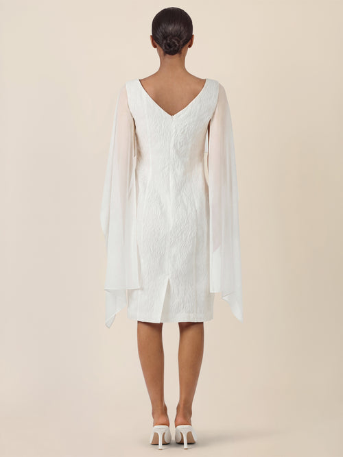 APART Elegantes Cloque Kleid mit Cape-Effekt | creme image 1