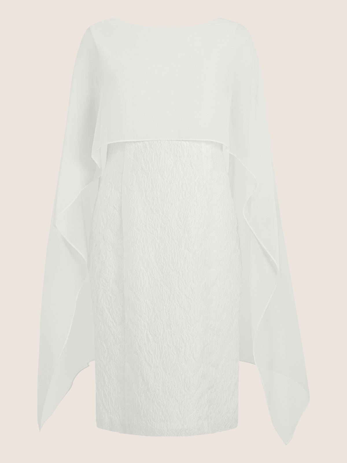 APART Elegantes Cloque Kleid mit Cape-Effekt | creme