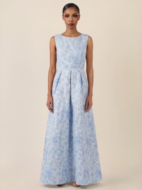 APART Langkleid mit floralem Strukturmuster | hellblau image 1