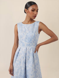 APART Langkleid mit floralem Strukturmuster | hellblau