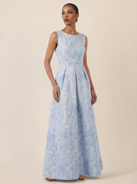 APART Langkleid mit floralem Strukturmuster | hellblau