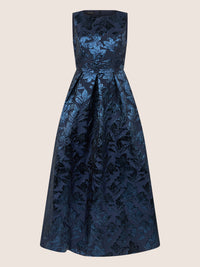 APART Abendkleid mit floraler Struktur und Glanzfinish | nachtblau-metallic