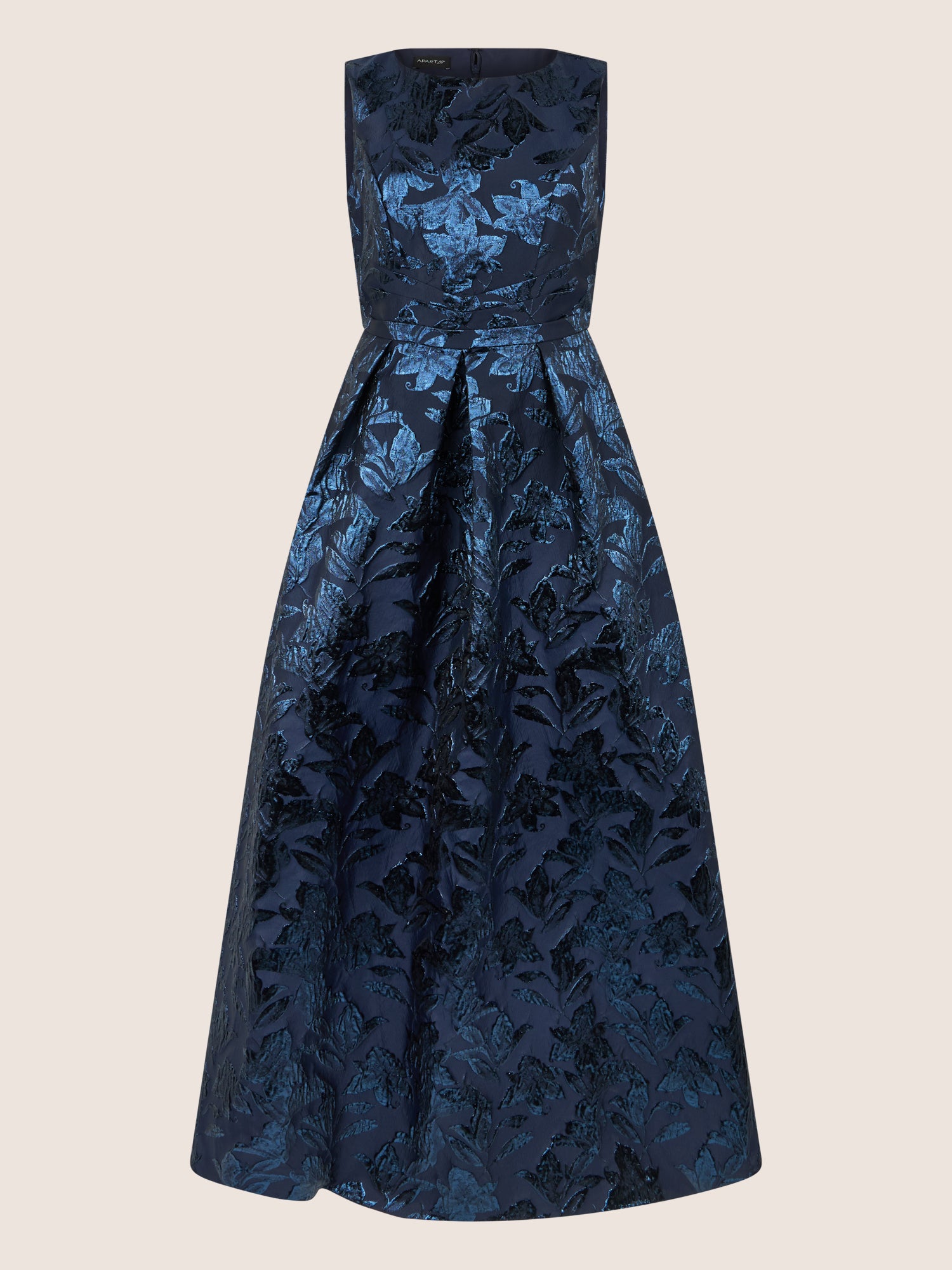 APART Abendkleid mit floraler Struktur und Glanzfinish | nachtblau-metallic