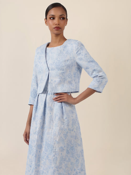 APART Kurze Jacquard-Bolero mit Blumenmuster | hellblau image 1