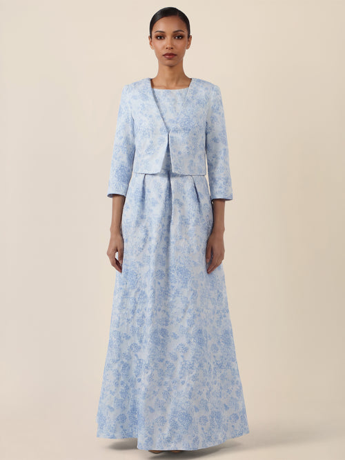 APART Kurze Jacquard-Bolero mit Blumenmuster | hellblau image 1