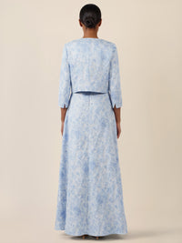 APART Kurze Jacquard-Bolero mit Blumenmuster | hellblau