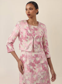 APART Eleganter Bolero mit floralem Glanzmuster | rosé-multicolor