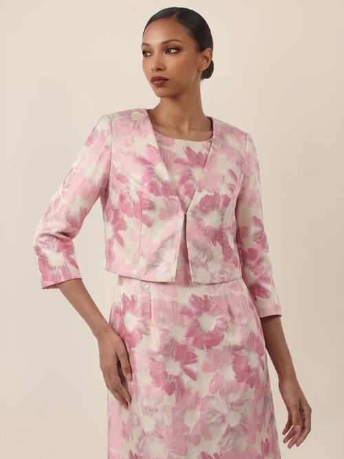 APART Eleganter Bolero mit floralem Glanzmuster | rosé-multicolor image 1