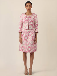 APART Eleganter Bolero mit floralem Glanzmuster | rosé-multicolor