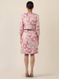 APART Eleganter Bolero mit floralem Glanzmuster | rosé-multicolor