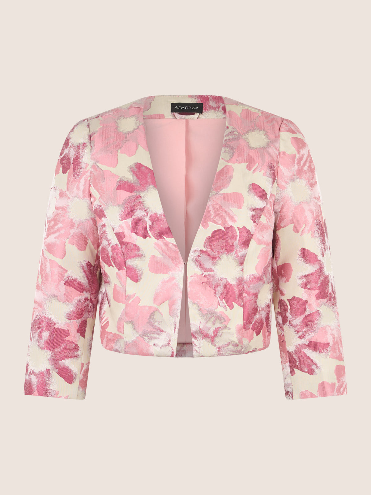 APART Eleganter Bolero mit floralem Glanzmuster | rosé-multicolor