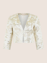 APART Kastenblazer mit Glanzmuster | creme-gold