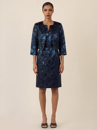 APART Kastenblazer mit Glanzmuster | nachtblau-metallic