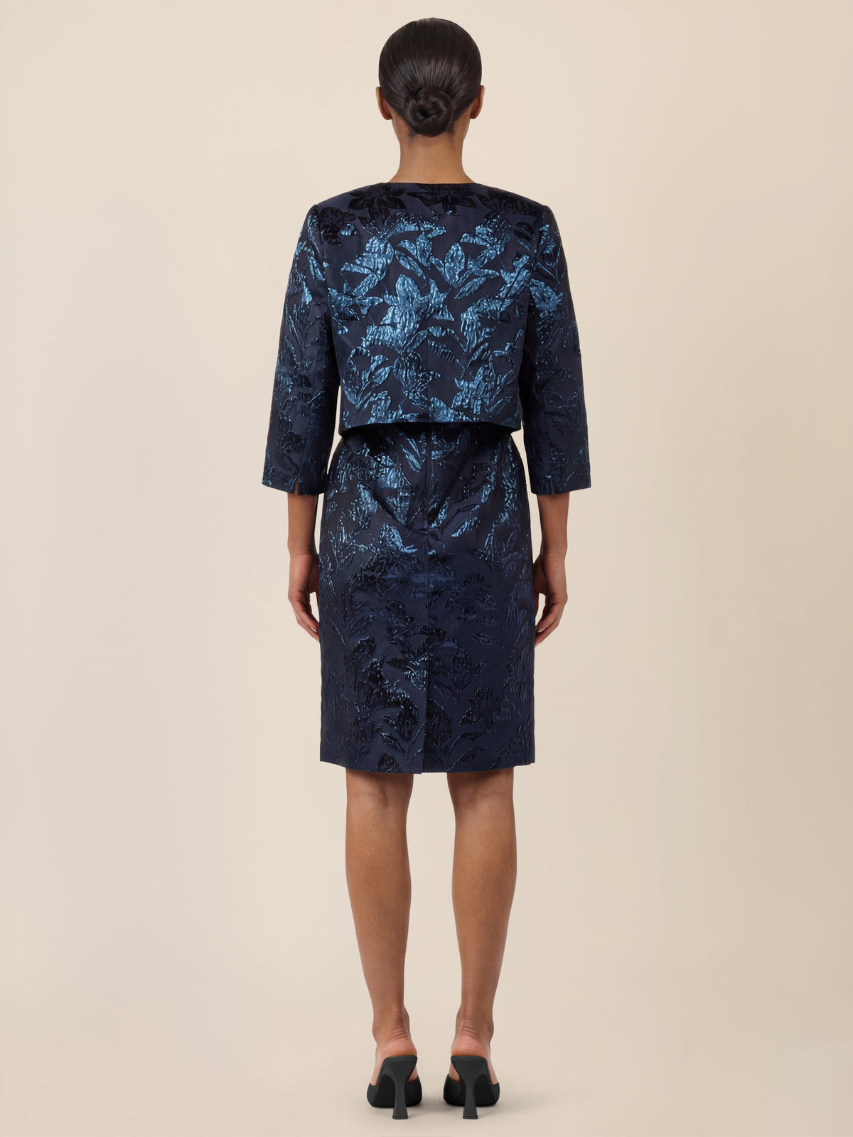 APART Kastenblazer mit Glanzmuster | nachtblau-metallic