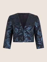 APART Kastenblazer mit Glanzmuster | nachtblau-metallic