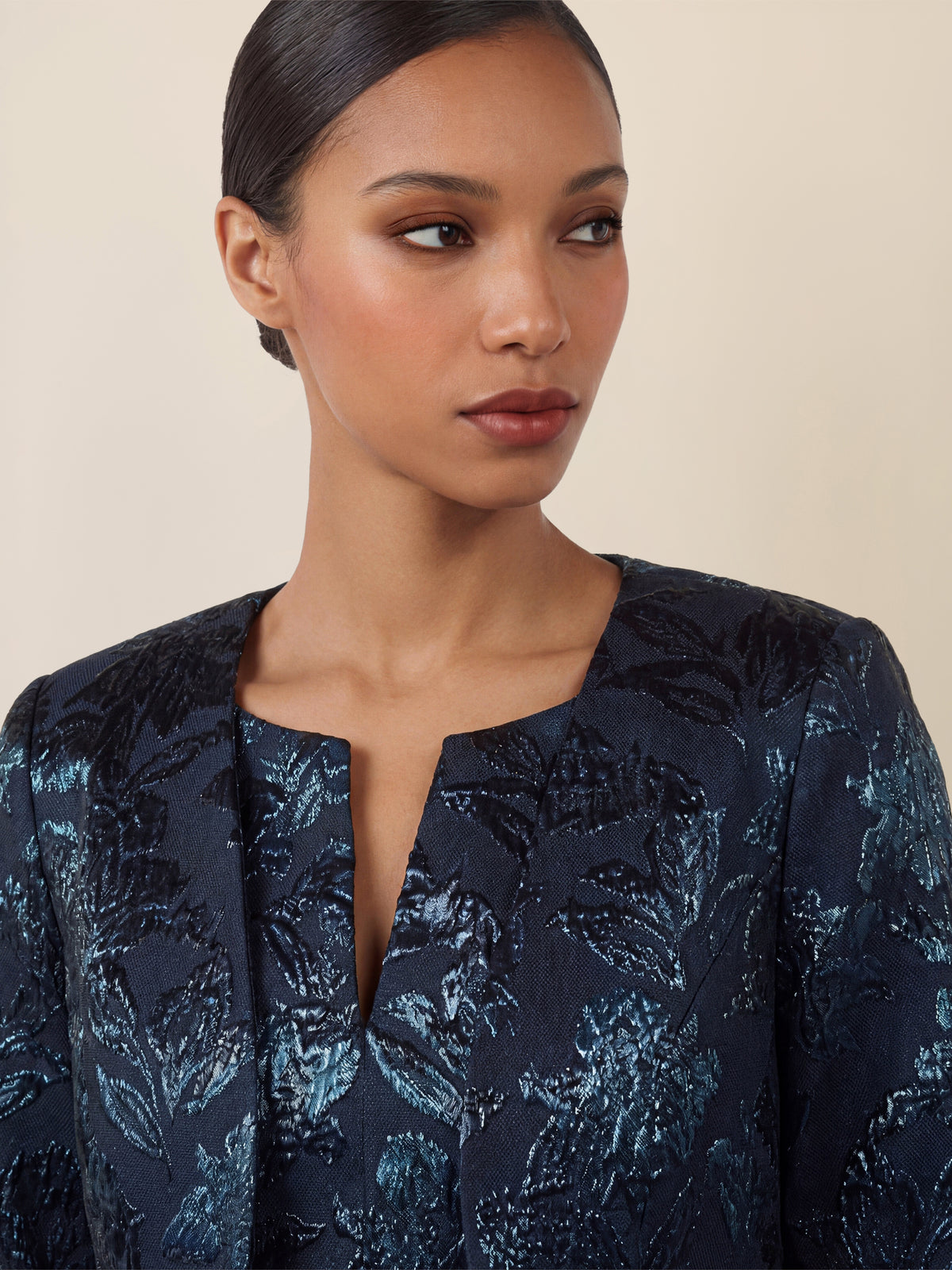 APART Kastenblazer mit Glanzmuster | nachtblau-metallic