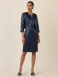 APART Kastenblazer mit Glanzmuster | nachtblau-metallic