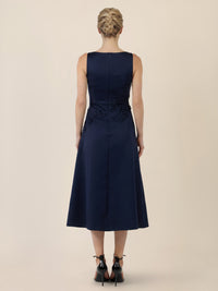 APART Elegantes Kleid mit floraler 3D-Stickerei | nachtblau