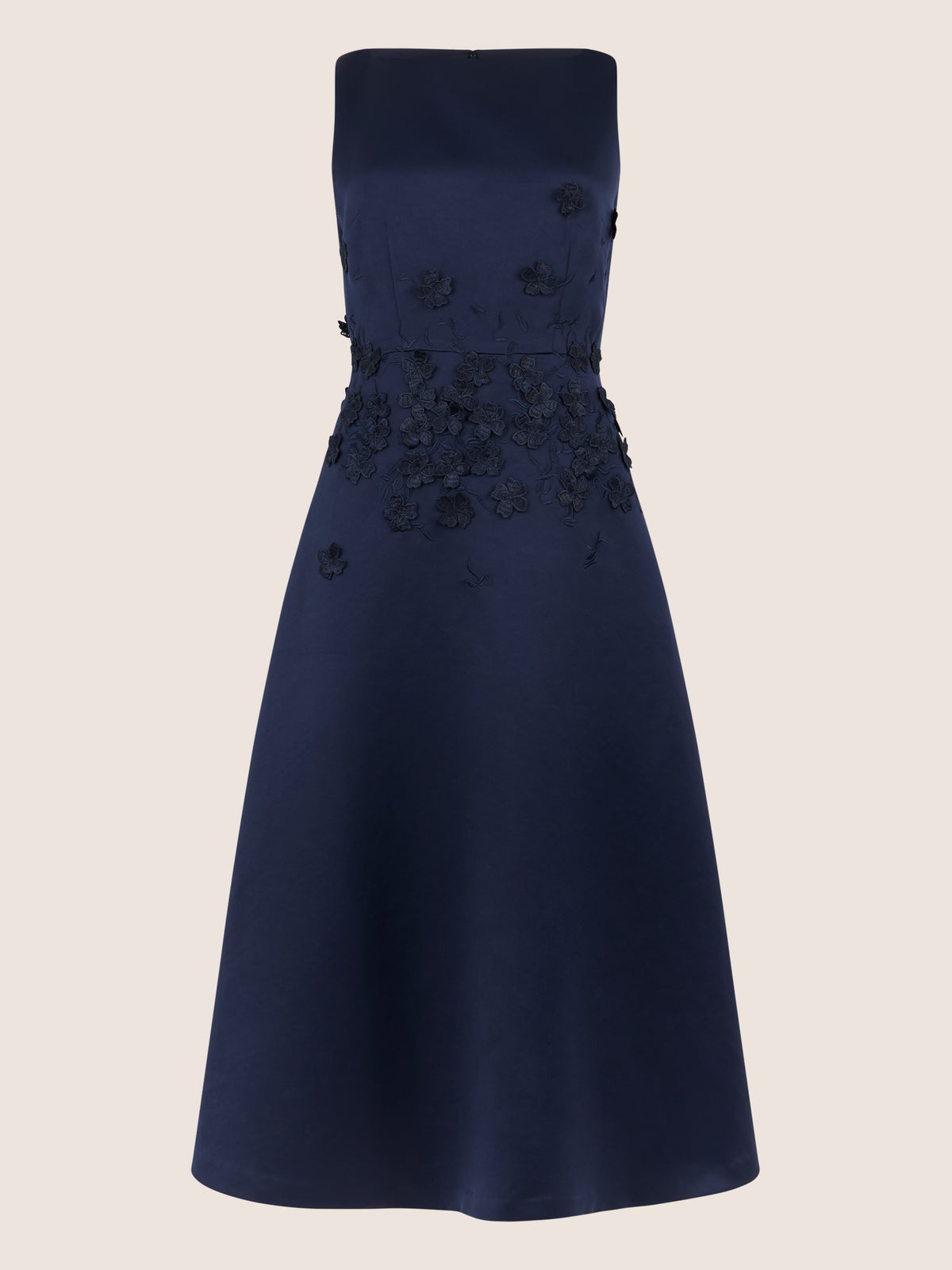 APART Elegantes Kleid mit floraler 3D-Stickerei | nachtblau