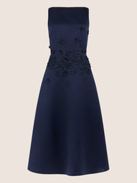 APART Elegantes Kleid mit floraler 3D-Stickerei | nachtblau