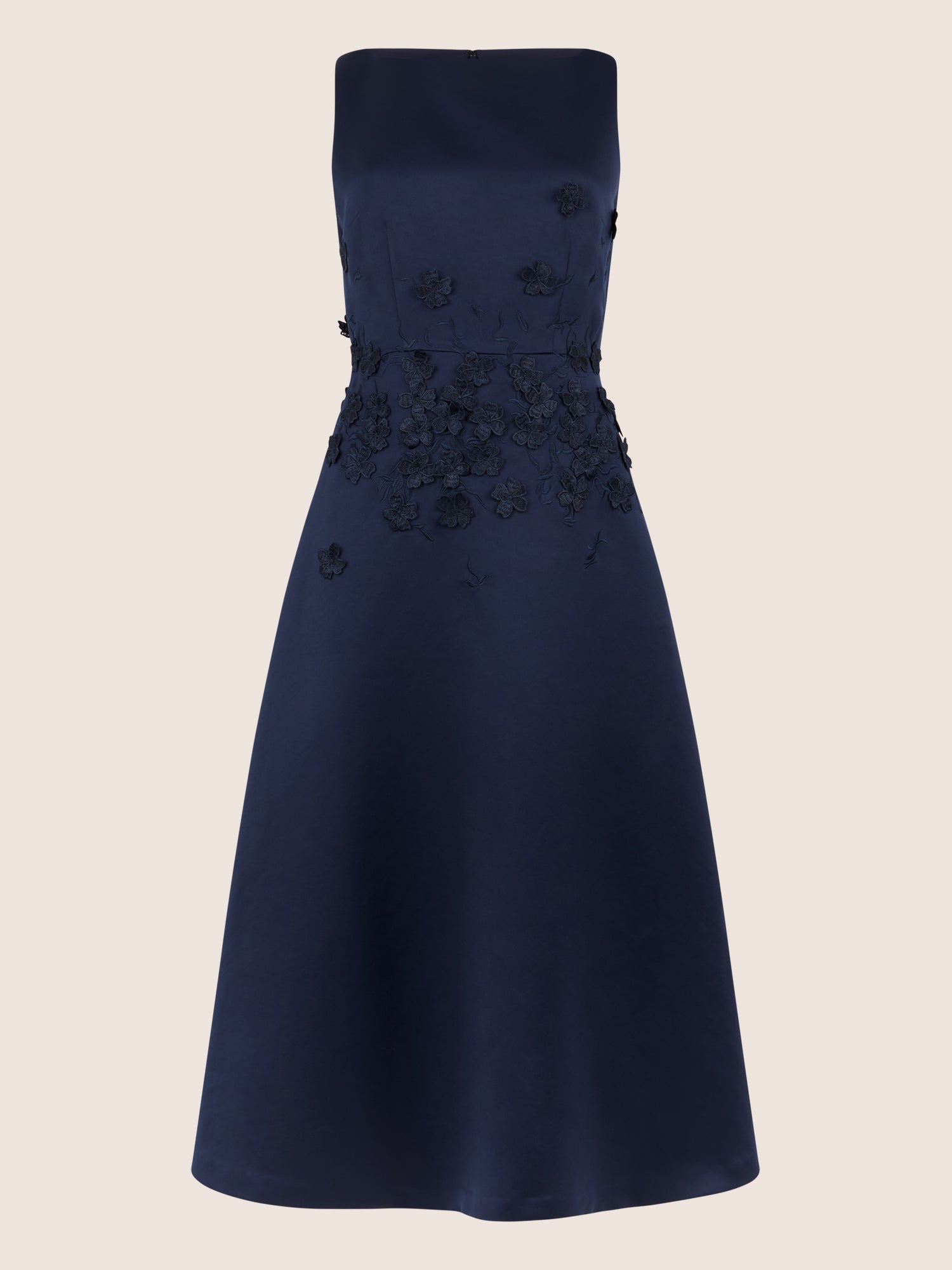 APART Elegantes Kleid mit floraler 3D-Stickerei | nachtblau