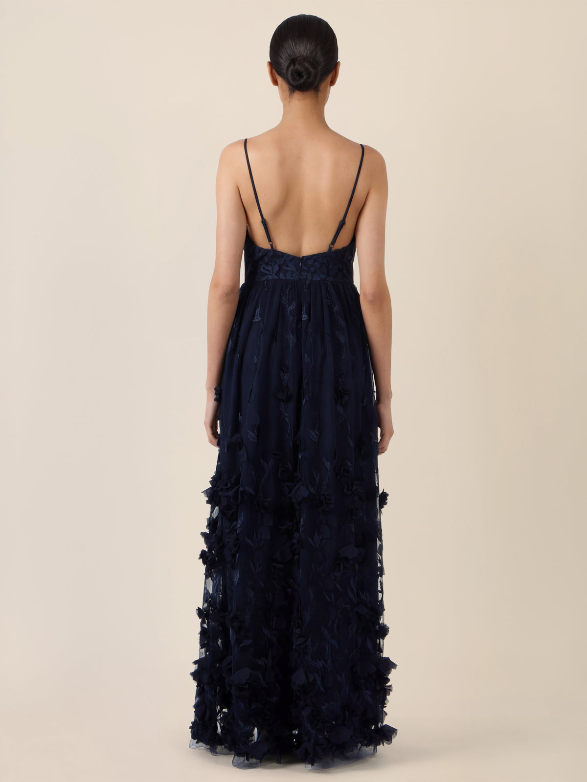 APART Maxikleid mit 3D-Blüten und Tüllrock | nachtblau