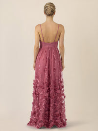 APART Maxikleid mit 3D-Blüten und Tüllrock | rosé