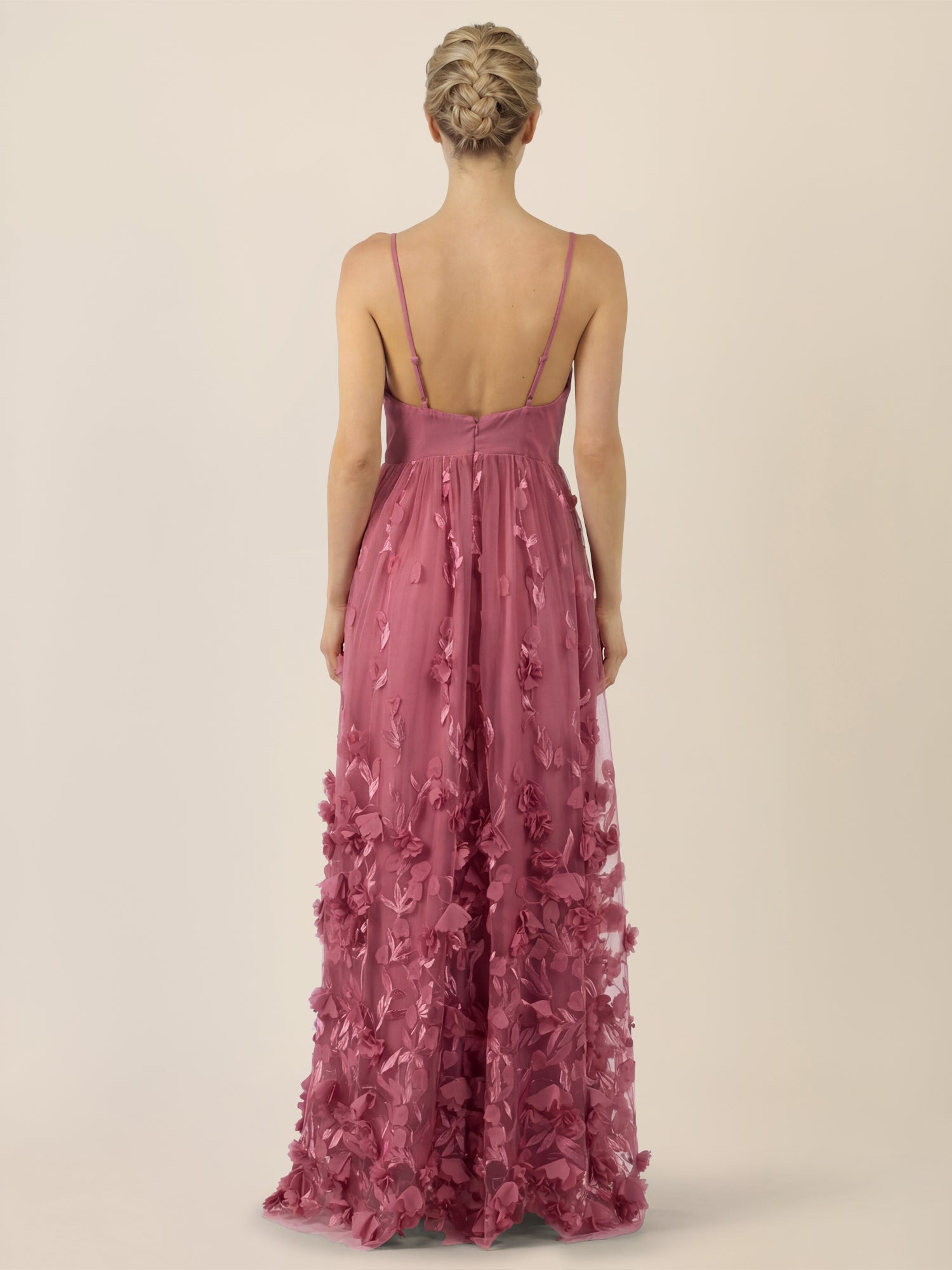 APART Maxikleid mit 3D-Blüten und Tüllrock | rosé