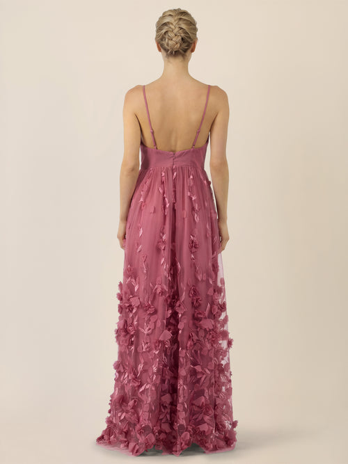 APART Maxikleid mit 3D-Blüten und Tüllrock | rosé image 1