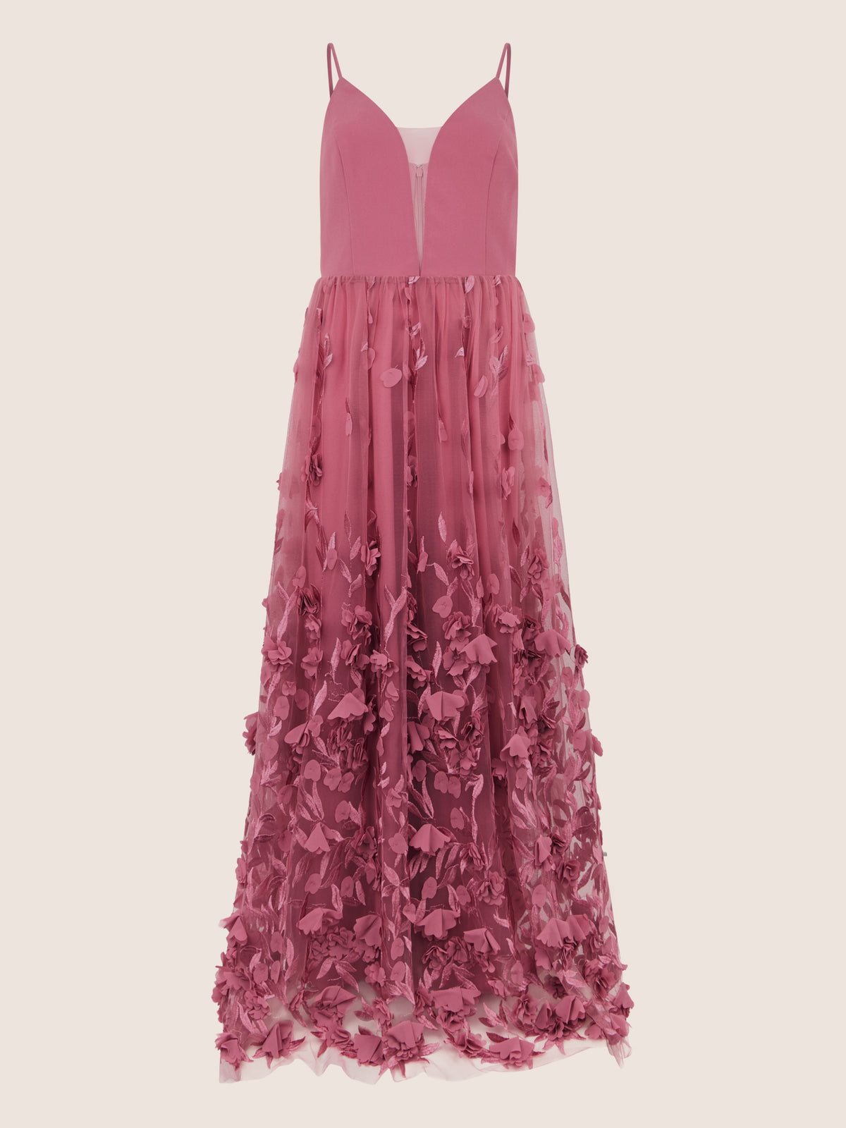 APART Maxikleid mit 3D-Blüten und Tüllrock | rosé