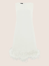 APART Kleid mit Federsaum | creme