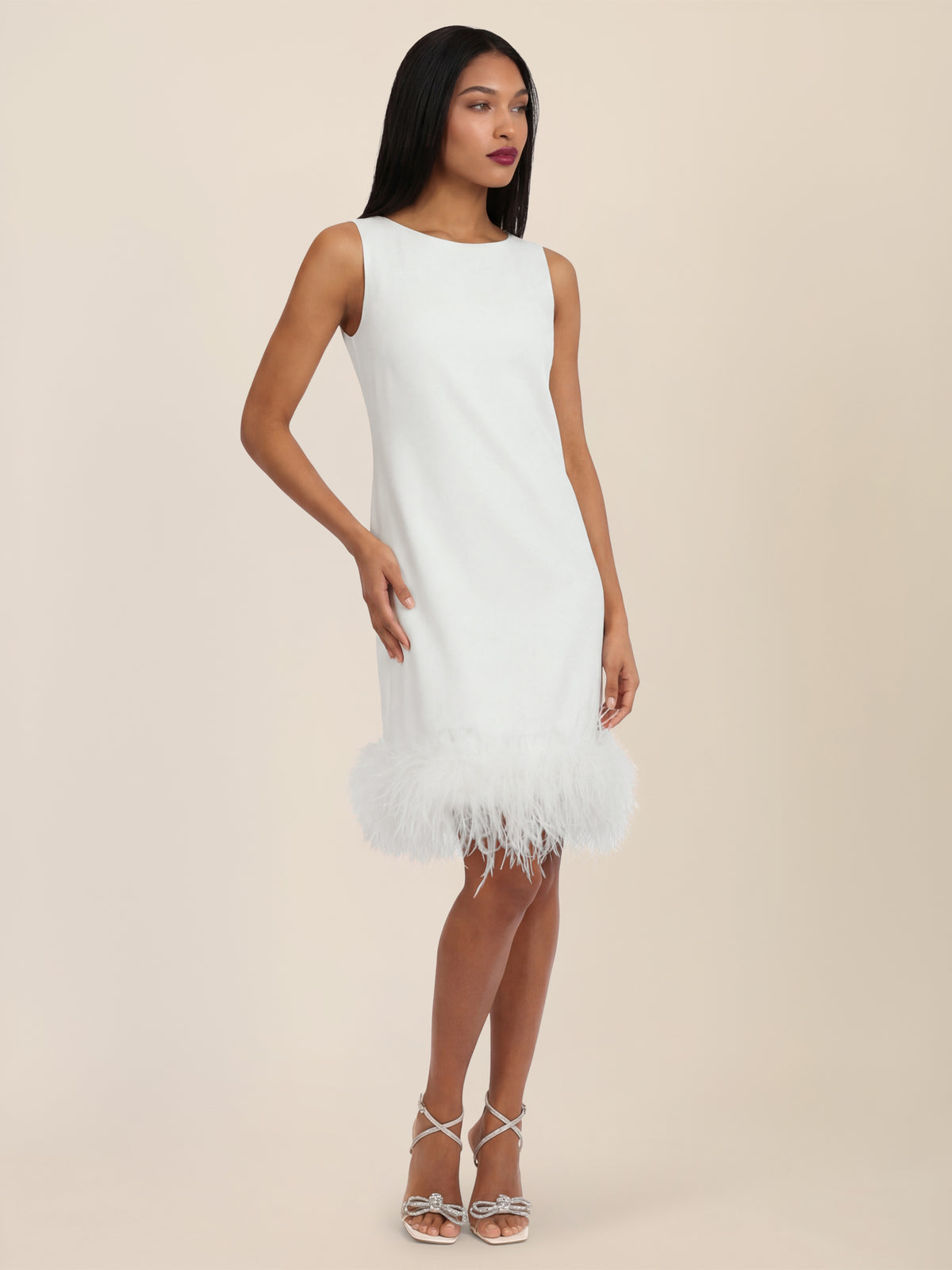 APART Kleid mit Federsaum | creme