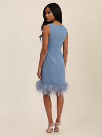 APART Kleid mit Federsaum | rauchblau