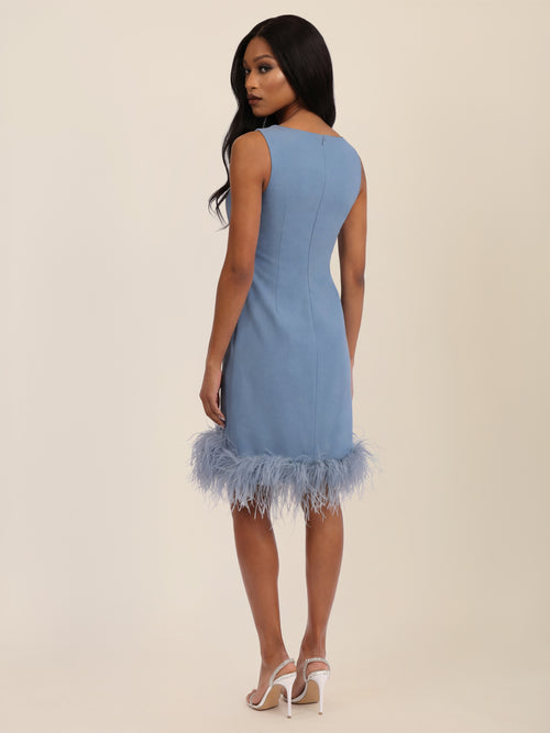 APART Kleid mit Federsaum | rauchblau image 1