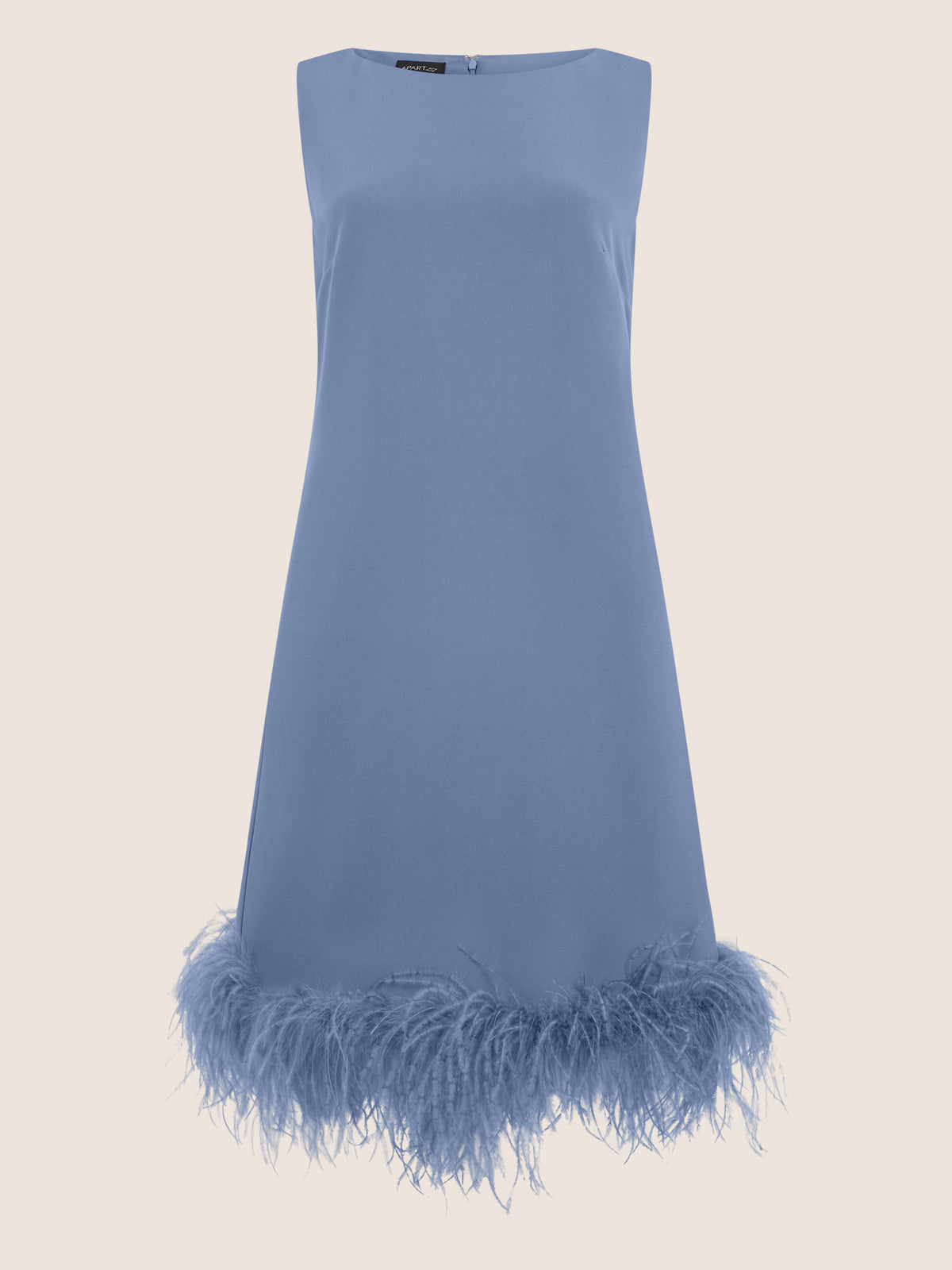 APART Kleid mit Federsaum | rauchblau