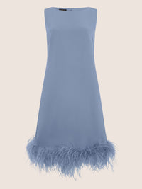 APART Kleid mit Federsaum | rauchblau