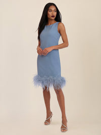 APART Kleid mit Federsaum | rauchblau