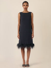 APART Kleid mit Federsaum | nachtblau