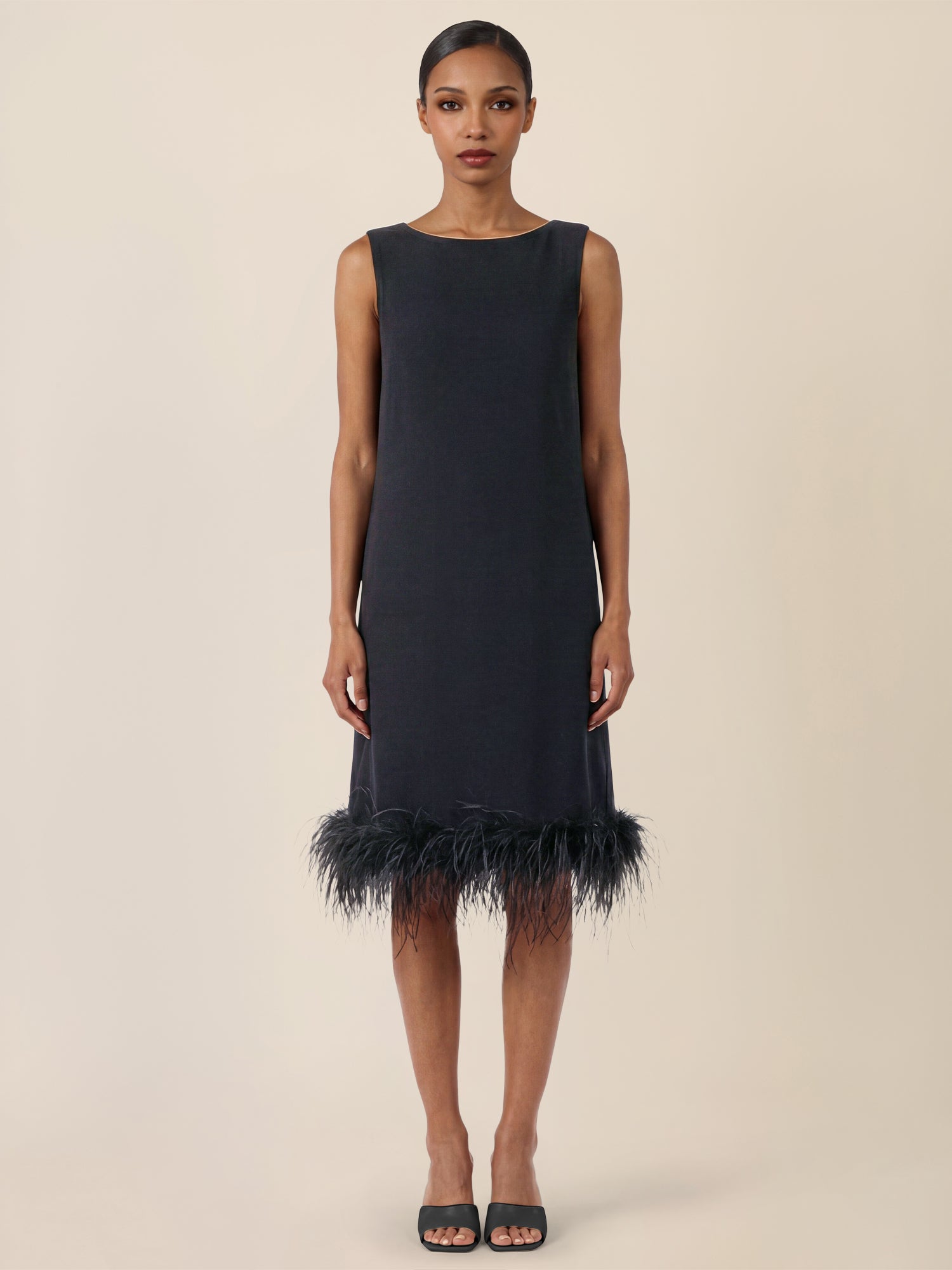 APART Kleid mit Federsaum | nachtblau