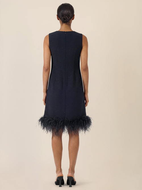 APART Kleid mit Federsaum | nachtblau image 1