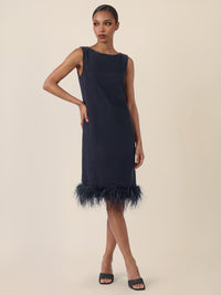 APART Kleid mit Federsaum | nachtblau