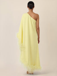 APART Asymmetrisches Abendkleid mit Federn | vanille