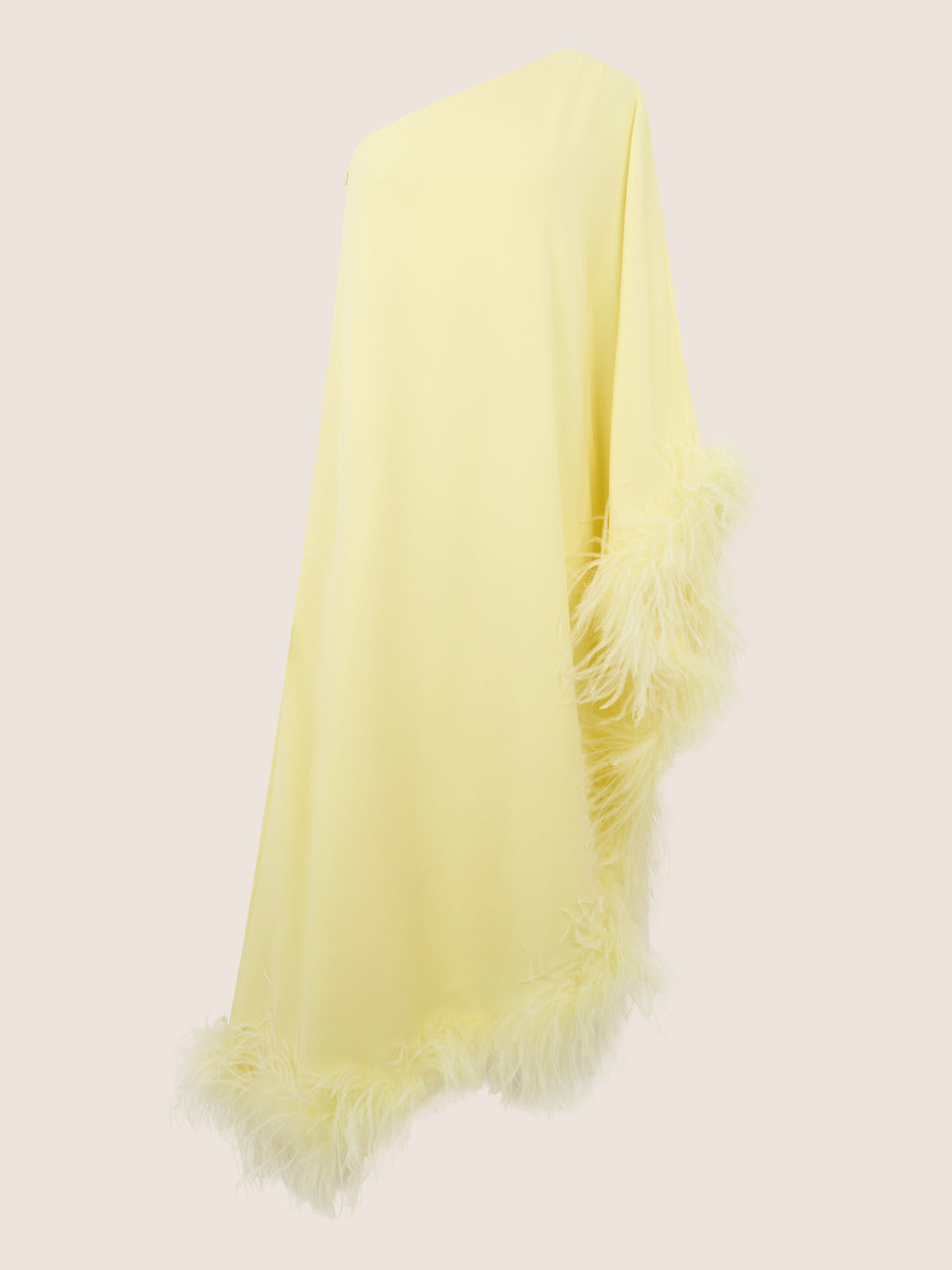 APART Asymmetrisches Abendkleid mit Federn | vanille