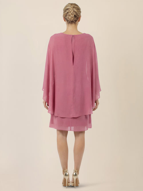 APART Fließendes Chiffonkleid mit Volantärmeln | rosé image 1