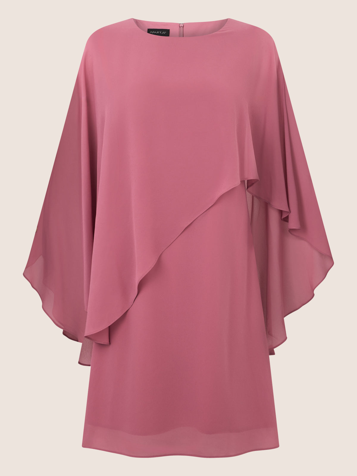 APART Fließendes Chiffonkleid mit Volantärmeln | rosé