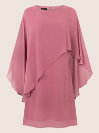 APART Fließendes Chiffonkleid mit Volantärmeln | rosé