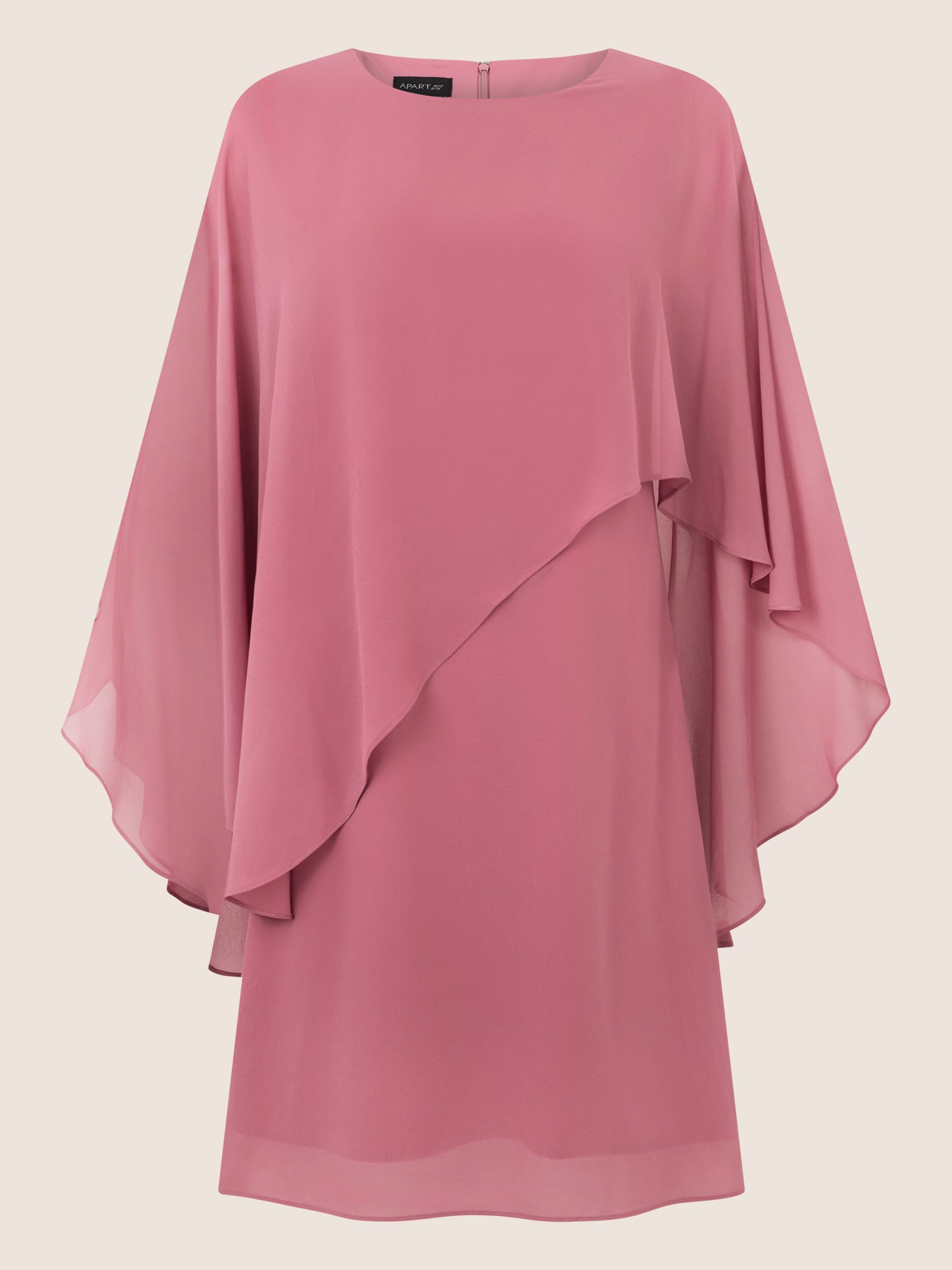 APART Fließendes Chiffonkleid mit Volantärmeln | rosé